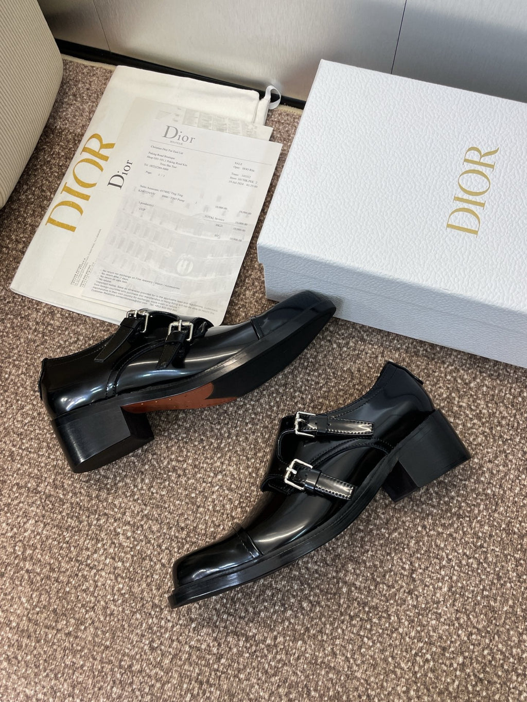DIOR 25S D-IVIERA SERIES LOW-CUT DEEP VAMP LOAFERS 35MM IN BLACK GLOSSY CALFSKIN