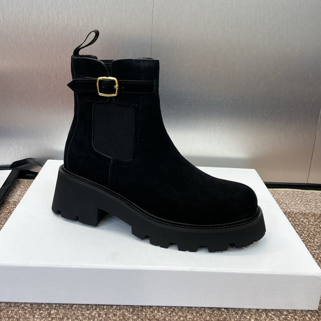 CELINE 26S ANKLE BOOTS 45 MM IN BLACK SUEDE