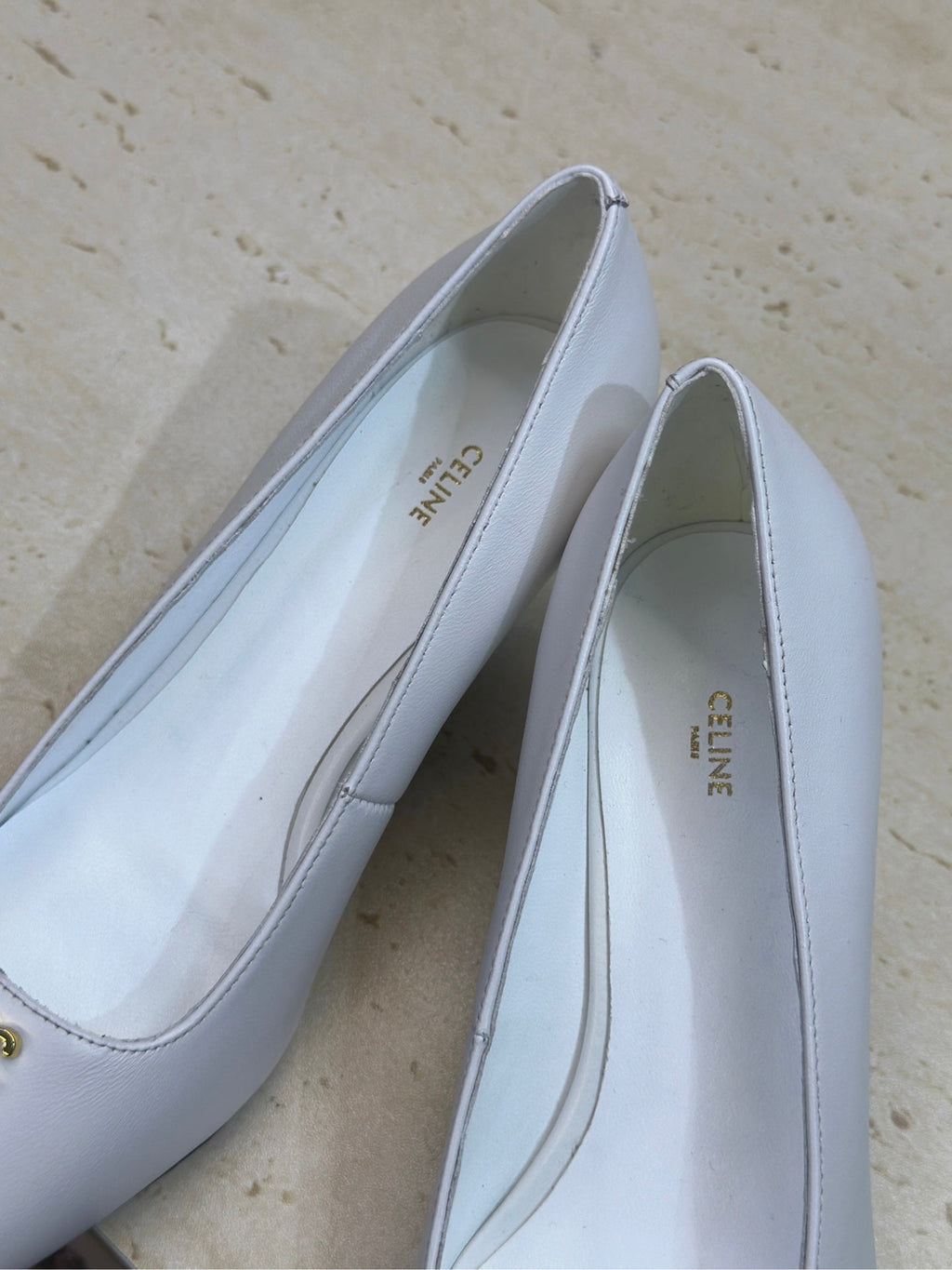 CELINE 26S HIGH HEELS 65 MM IN WHITE CALFSKIN