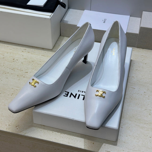 CELINE 26S HIGH HEELS 65 MM IN WHITE CALFSKIN