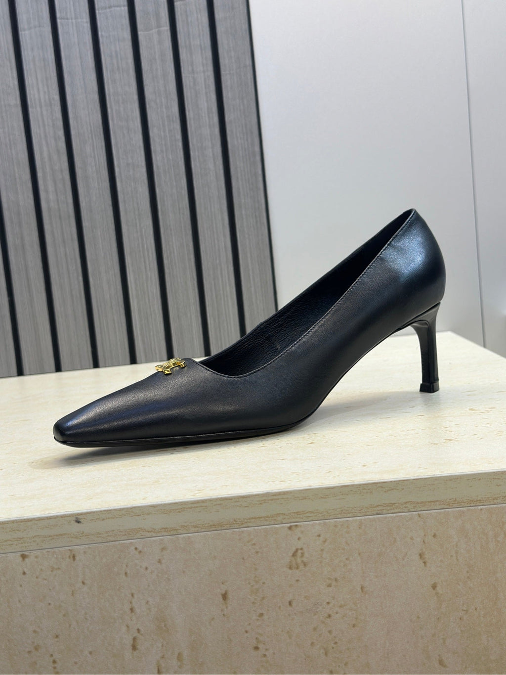 CELINE 26S HIGH HEELS 65 MM IN BLACK CALFSKIN