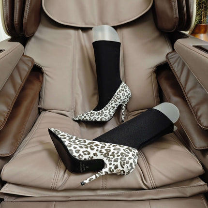 BALENCIAGA 25S POINTED-TOE HIGH HEELS 90 MM IN BLACK FABRIC AND LEOPARD PRINT CALFSKIN STYLE 3