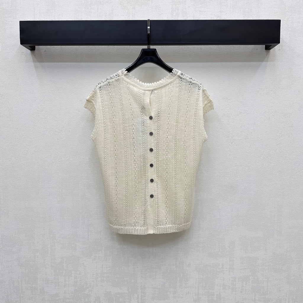 CHANEL SHORT SLEEVE CREW NECK KNIT TOP 273771