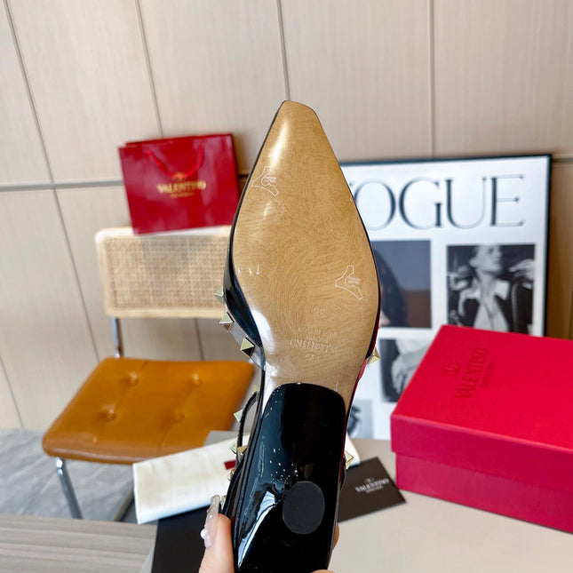 ROCKSTUD CAGED SLINGBACKS 5 CM IN BLACK CALFSKIN