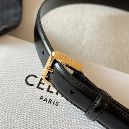 CELINE 25S BELT 25MM IN BLACK CALFSKIN GOLD HARDWARE 561796