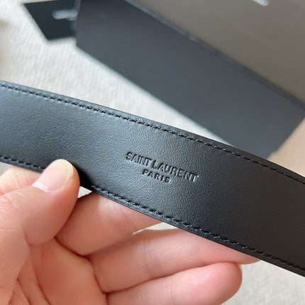 YSL 25S BELT 30 MM IN BLACK CALFSKIN 571014