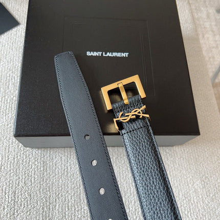 YSL 25S BELT 30 MM IN BLACK CALFSKIN 571015
