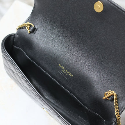 YSL 25S SAINT LAURENT GABY 19 IN BLACK QUILTED CALFSKIN GOLD HARDWARE