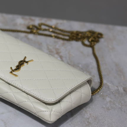 YSL 25S SAINT LAURENT GABY 19 IN BLANC VINTAGE QUILTED CALFSKIN GOLD HARDWARE