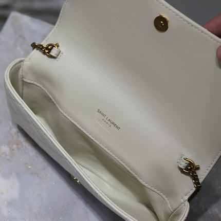 YSL 25S SAINT LAURENT GABY 19 IN BLANC VINTAGE QUILTED CALFSKIN GOLD HARDWARE