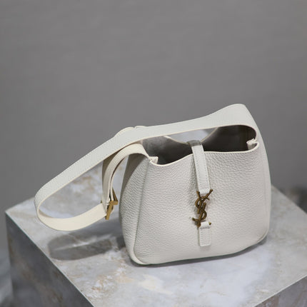 YSL 25S LE 5 À 7 BAG 16 IN BLANC VINTAGE GRAINED CALFSKIN GOLD HARDWARE