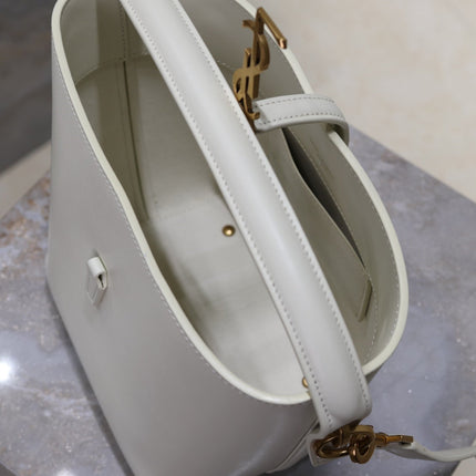 YSL 25S LE 37 BAG 20 IN DUSTY GRAY CALFSKIN GOLD HARDWARE