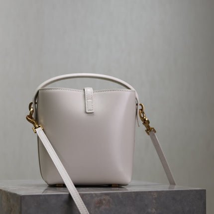 YSL 25S LE 37 MINI 15 IN DUSTY GRAY CALFSKIN GOLD HARDWARE
