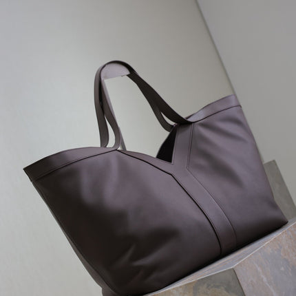 YSL 25S Y TOTE 50 IN PURPLE BROWN CALFSKIN GOLD HARDWARE