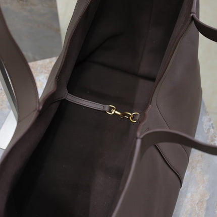 YSL 25S Y TOTE 50 IN PURPLE BROWN CALFSKIN GOLD HARDWARE