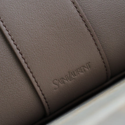 YSL 25S Y TOTE 50 IN PURPLE BROWN CALFSKIN GOLD HARDWARE