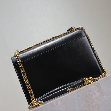 YSL 25S SUNSET BAG 22 IN BLACK CALFSKIN GOLD HARDWARE