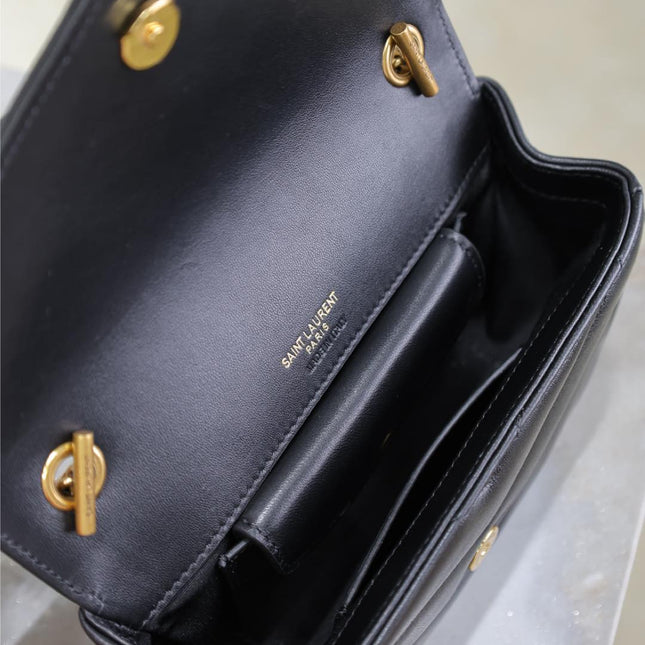 LOULOU MINI 20 IN BLACK SHEEPSKIN GOLD HARDWARE
