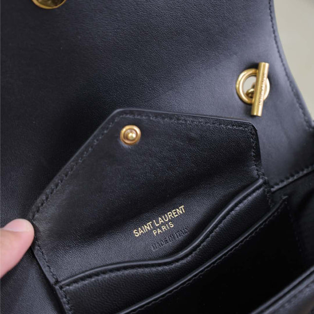 LOULOU MINI 20 IN BLACK SHEEPSKIN GOLD HARDWARE