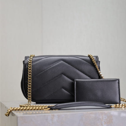 LOULOU MINI 20 IN BLACK SHEEPSKIN GOLD HARDWARE