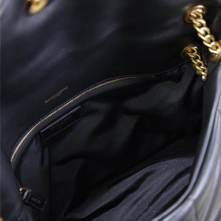 YSL 25S LOULOU PUFFER GM 35 IN BLACK CALFSKIN GOLD HARDWARE