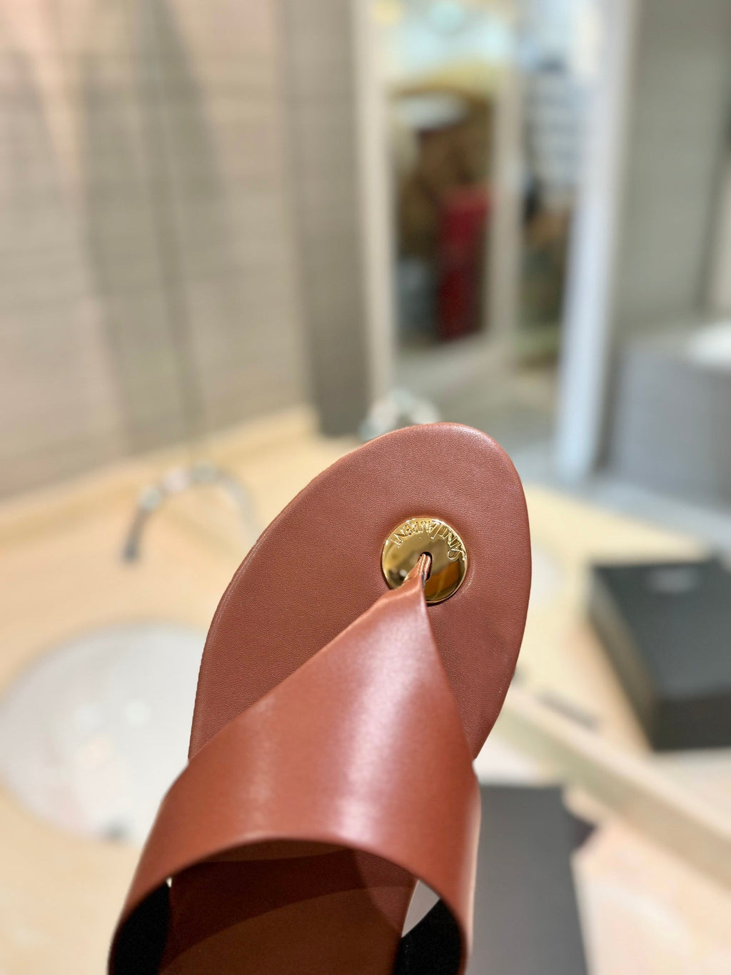 SL KOUROS THONG SANDALS BROWN CALFSKIN