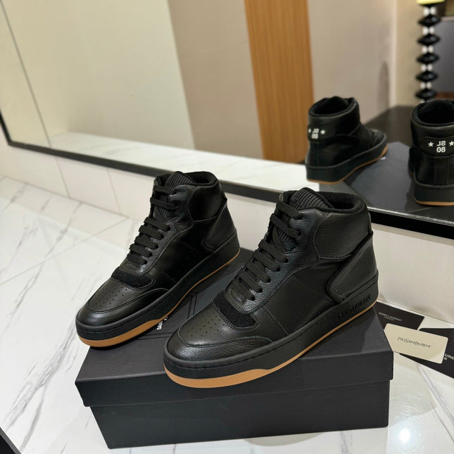 MID-TOP SNEAKERS IN BLACK PERFORATED LAMBSKIN