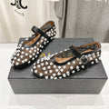 ALAIA PEARL MARY JANE SHOES IN BLACK MIX WHITE MESH AND CALFSKIN