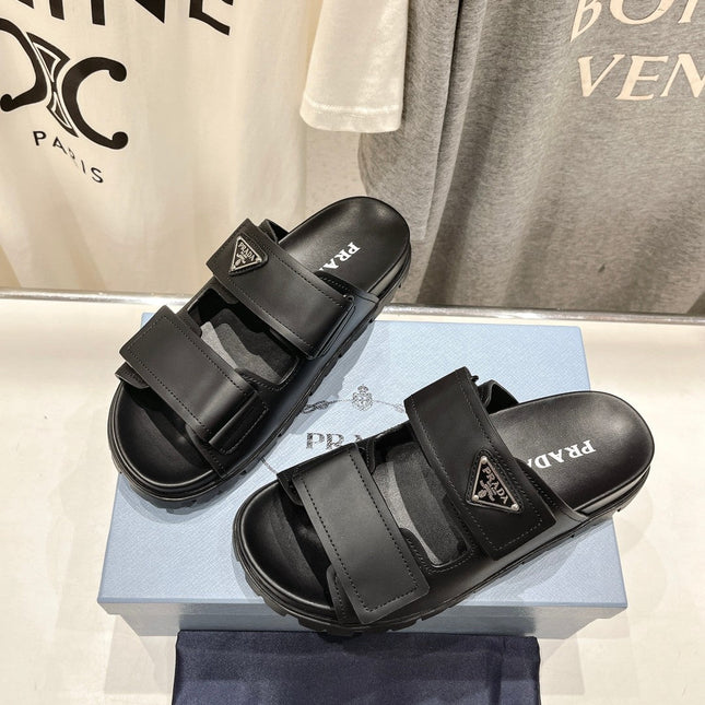 PRA STRAP SANDALS BLACK CALFSKIN