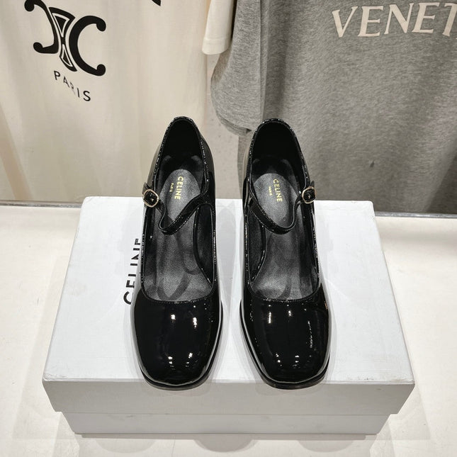 MEDIUM - HEEL MARY JANE SHOES IN BLACK GLOSSY CALFSKIN