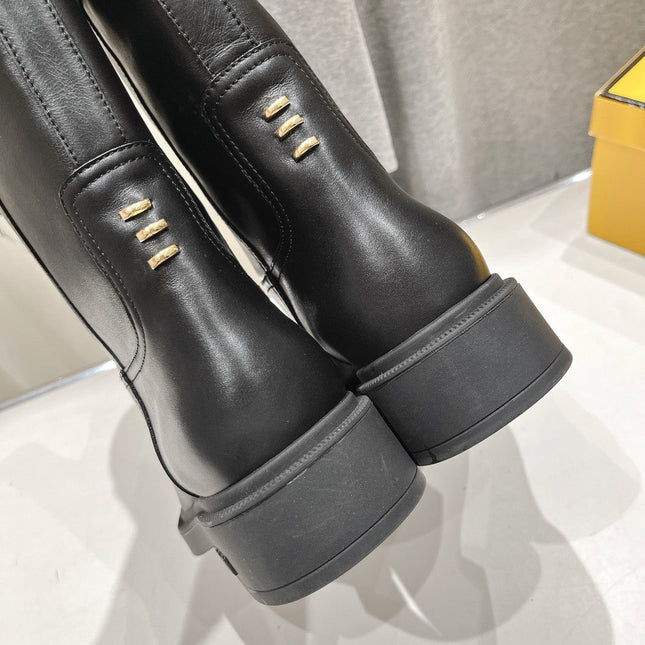 FENDI 25S ANKLE BOOTS IN BLACK COWHIDE