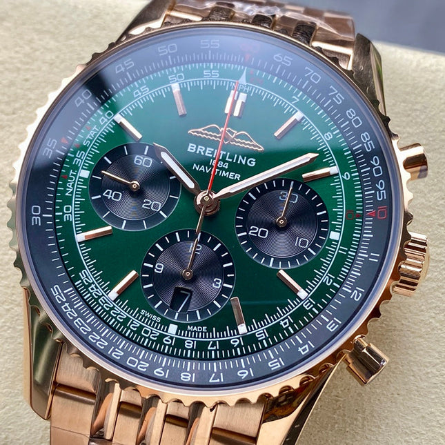 NAVITIMER B01 CHRONOGRAPH 43 ALL RED GOLD BLUE MIX GREEN DIAL