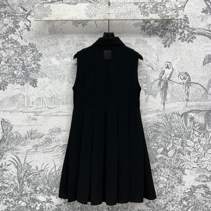 Loewe 25 Sleeveless Pleated Shirt Black Polyester Fiber