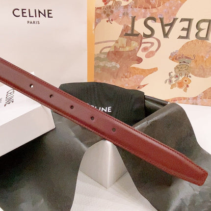 CELINE 25S BELT 25MM REVERSIBLE TRIOMPHE IN BURGUNDY CALFSKIN 565534