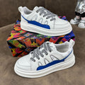 LV TRAINER SHOES IN WHITE MIX BLUE CALFSKIN