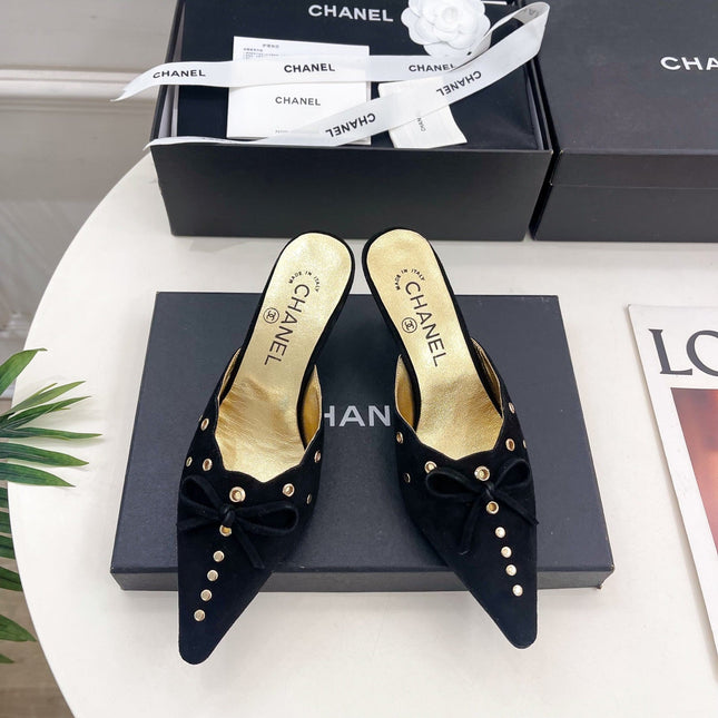 HIGH 65 MM MULE IN BLACK SUEDE