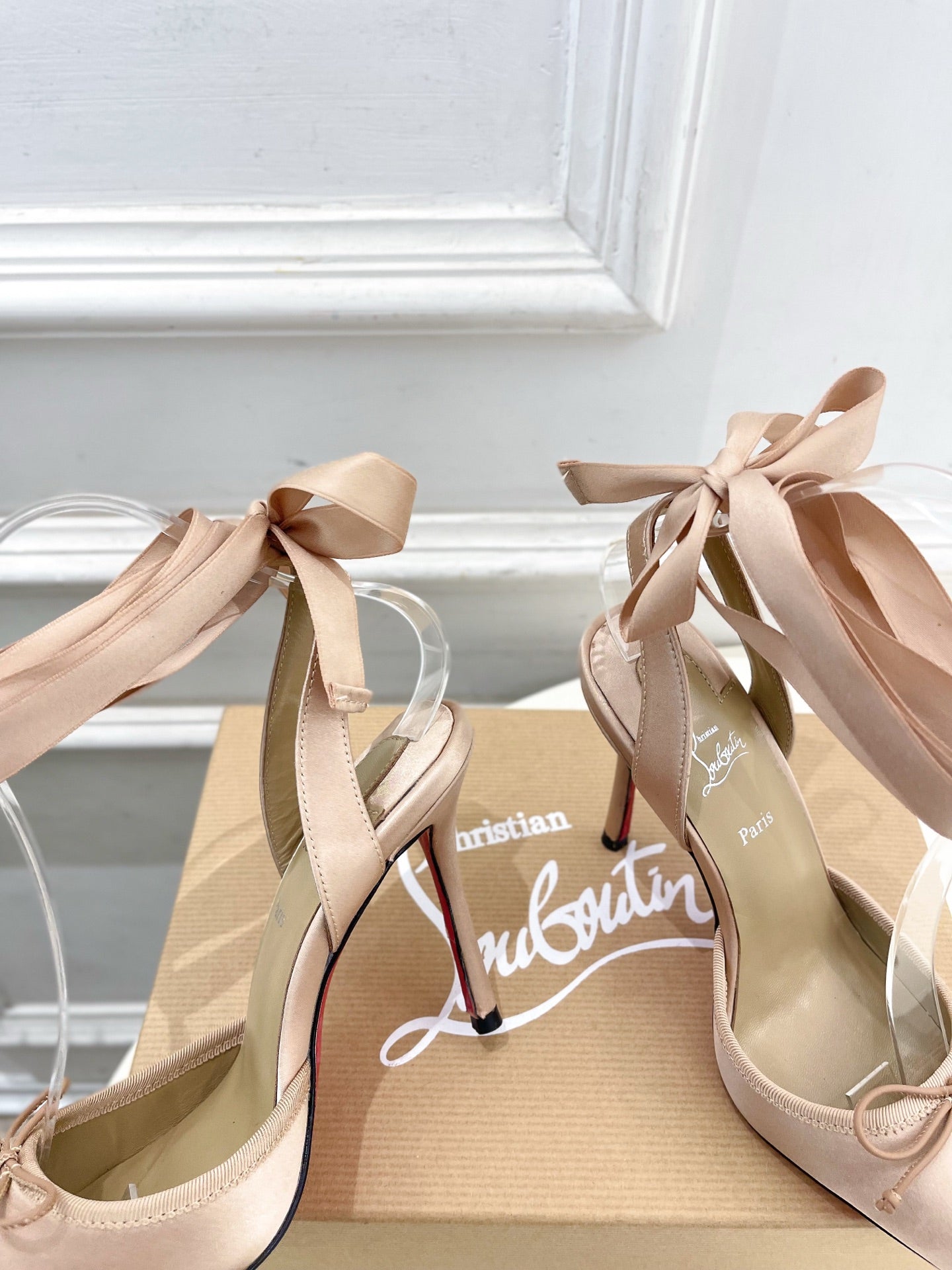 CASSIA LACE UP 100MM IN BEIGE SATIN