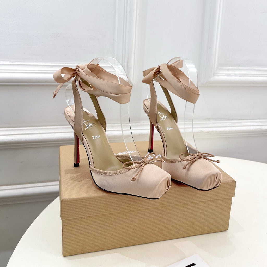 CASSIA LACE UP 100MM IN BEIGE SATIN