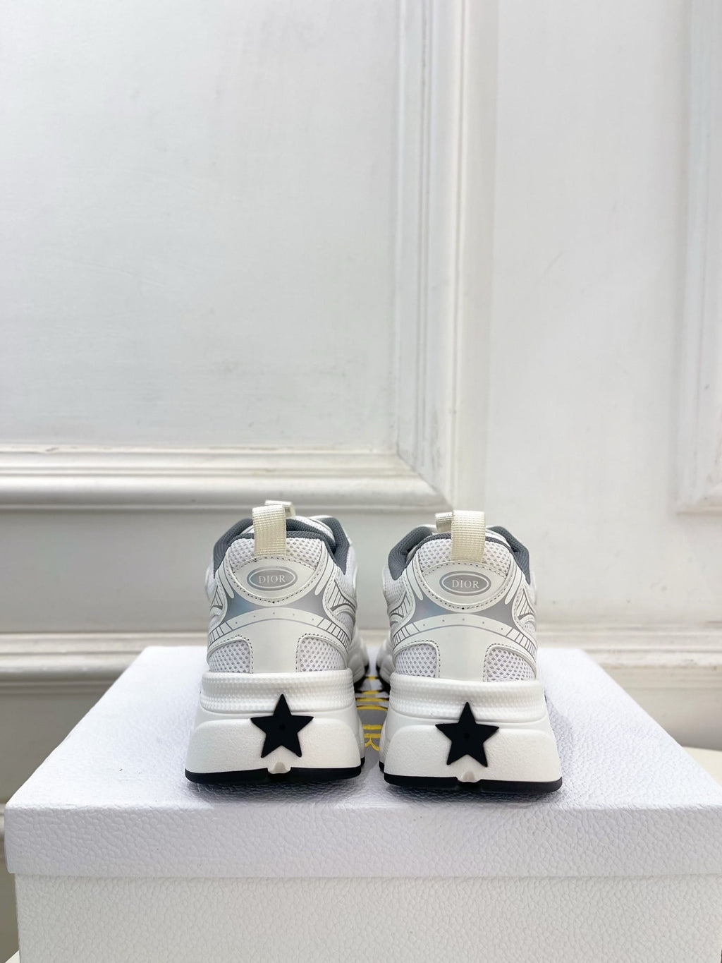DIOR 26S SNEAKER IN WHITE GREY CALFSKIN AND MESH FABRIC