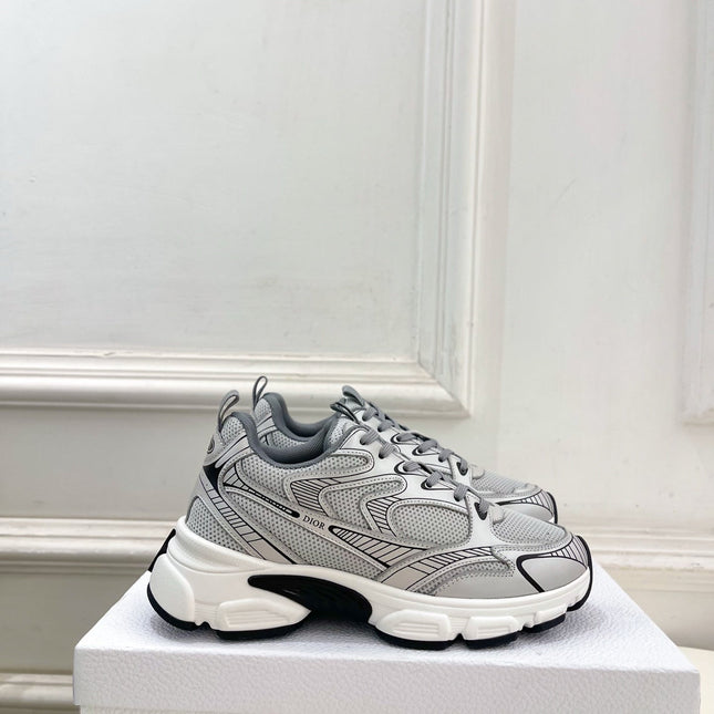 DIOR 26S SNEAKER IN GREY CALFSKIN AND MESH FABRIC