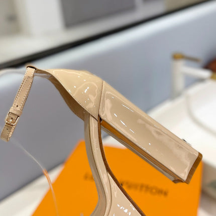 LV 26S HIGH HEEL SANDALS 145 MM IN BEIGE CALFSKIN