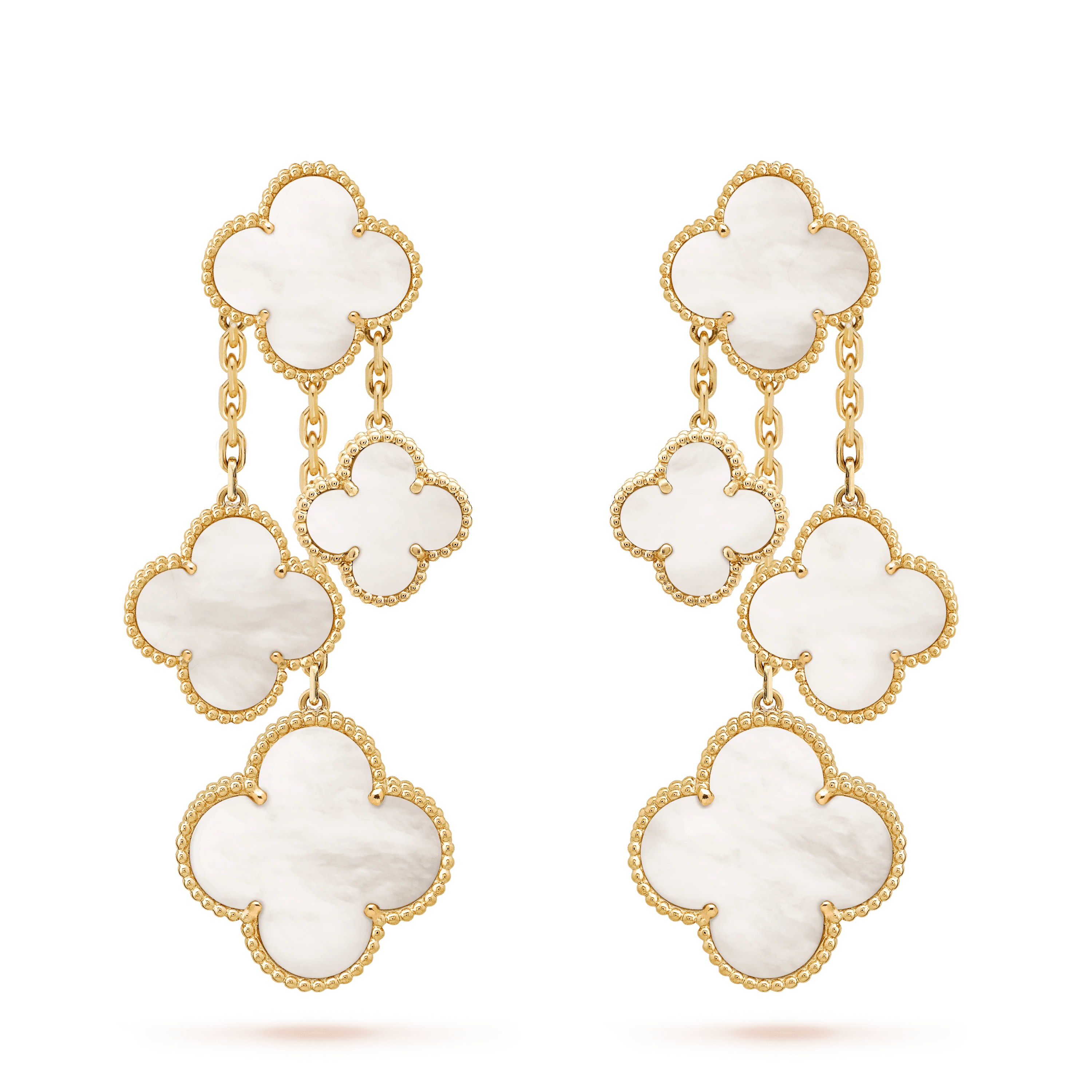 CLOVER WHITE MOP 4 MOTIFS GOLD