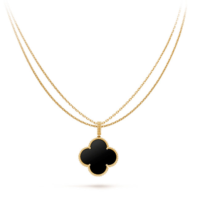 CLOVER GOLD ONYX BIG CLOVER NECKLACE