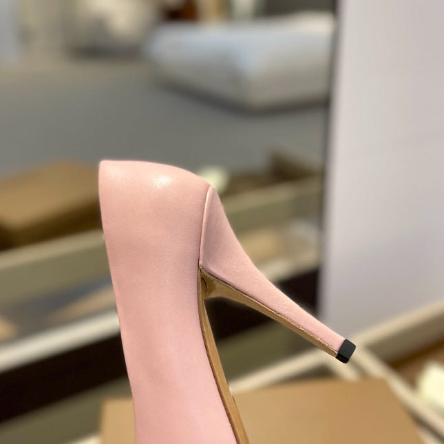 BURBERRY 26S HIGH HEELS 105 MM IN LIGHT PINK CALFSKIN WITH LOGO