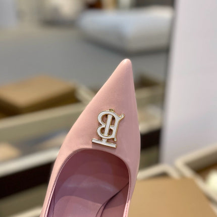BURBERRY 26S HIGH HEELS 105 MM IN LIGHT PINK CALFSKIN WITH LOGO