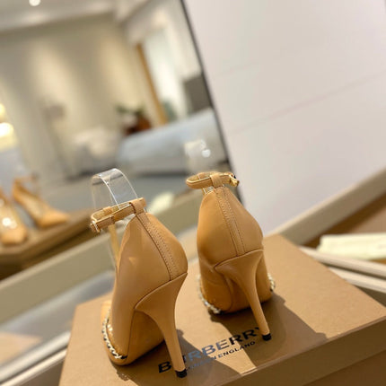 BURBERRY 26S HIGH HEELS 105 MM IN NUDE BEIGE CALFSKIN