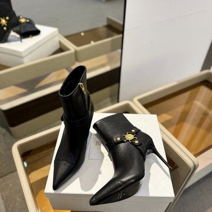 BALMAIN 26S STILETTO HEEL BOOTS 95 MM IN BLACK CALFSKIN