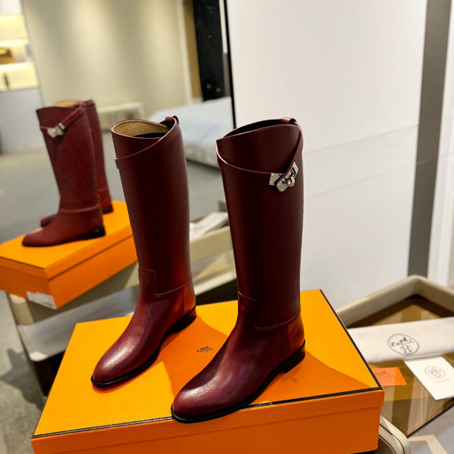 STIVALI JUMPING IN WINE RED CALFSKIN