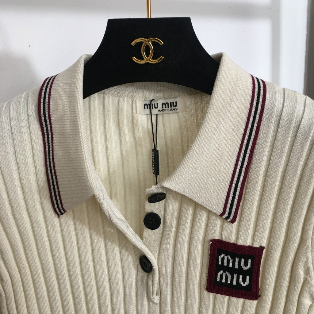 MIUMIU SHORT-SLEEVE KNIT TOP STYLE 294